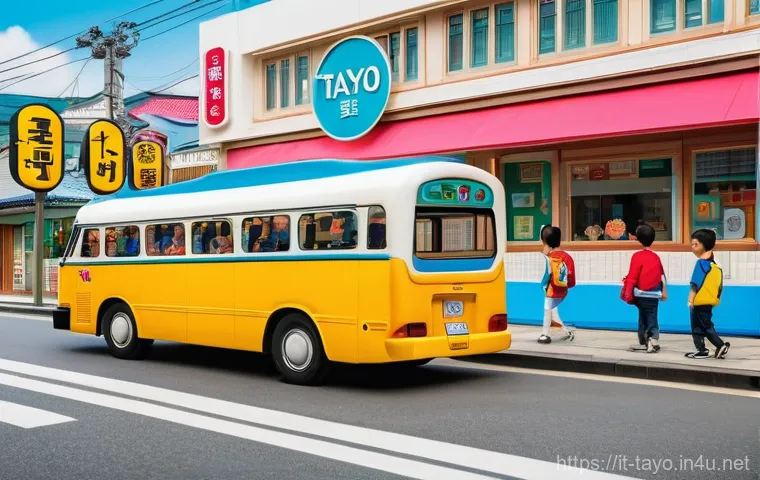 타요 한국과 해외 반응 차이 - **Tayo as a South Korean Cultural Icon:** A vibrant, cheerful scene in a bustling South Korean city ...