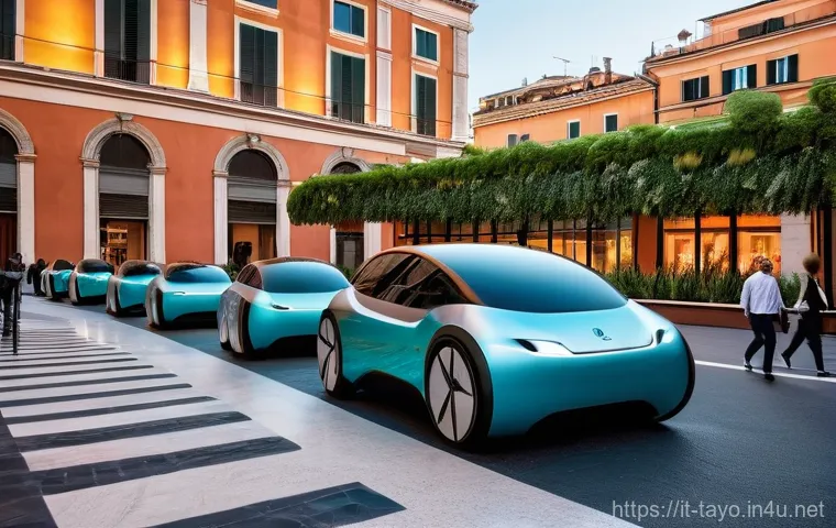 타요의 미래 전망 - **Prompt: Future Urban Mobility in Rome**
    "A vibrant, futuristic street scene in Rome, Italy, at...