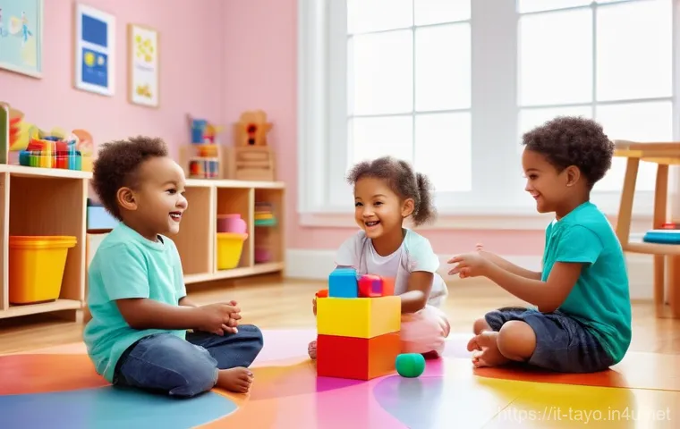 타요 콘텐츠 개발 사례 - **Prompt 1: Joyful Discovery and Diverse Play**
"A group of four diverse children, two boys and ...