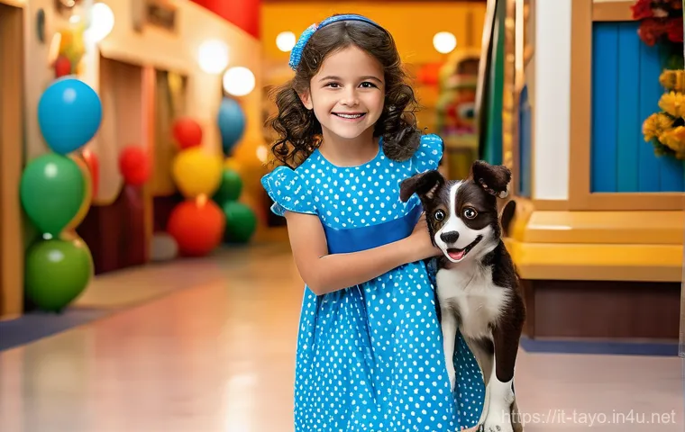 타요의 현장 이벤트 - A joyful moment where a young Italian girl, approximately 5-7 years old, with dark brown hair and a ...
