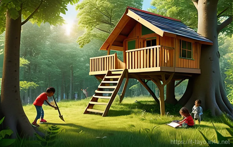 타요 관련 사회적 메시지 - **Prompt:** A vibrant, cheerful scene of five diverse children, aged between 7 and 9, collaborativel...