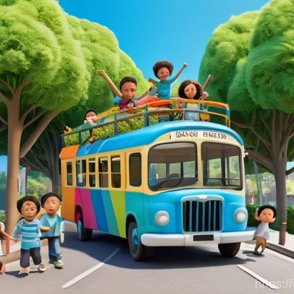 타요 시즌 2 인기 에피소드 - **Prompt:** A vibrant, cheerful scene showcasing Tayo the Little Bus and his friends (Lani, Gani, an...