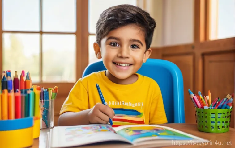 타요 관련 워크북 콘텐츠 - **Prompt:** A joyful 4-year-old Italian boy, wearing a vibrant yellow t-shirt and clean denim shorts...