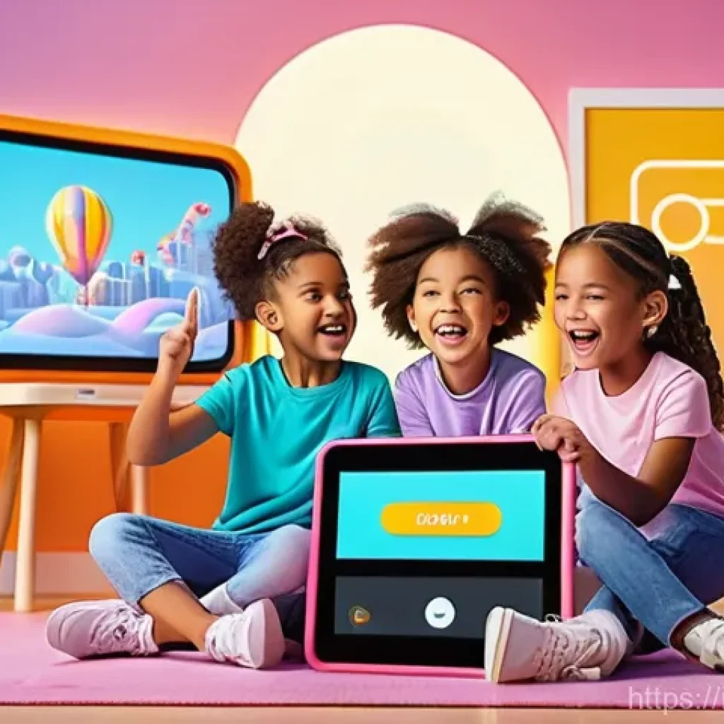 타요와 키즈 마케팅 - **Prompt:** A vibrant, cheerful scene featuring a diverse group of Generation Alpha and Gen Z childr...