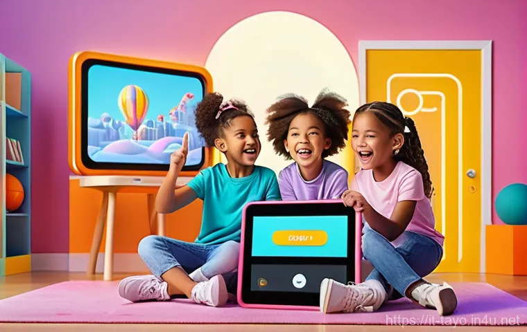 타요와 키즈 마케팅 - **Prompt:** A vibrant, cheerful scene featuring a diverse group of Generation Alpha and Gen Z childr...