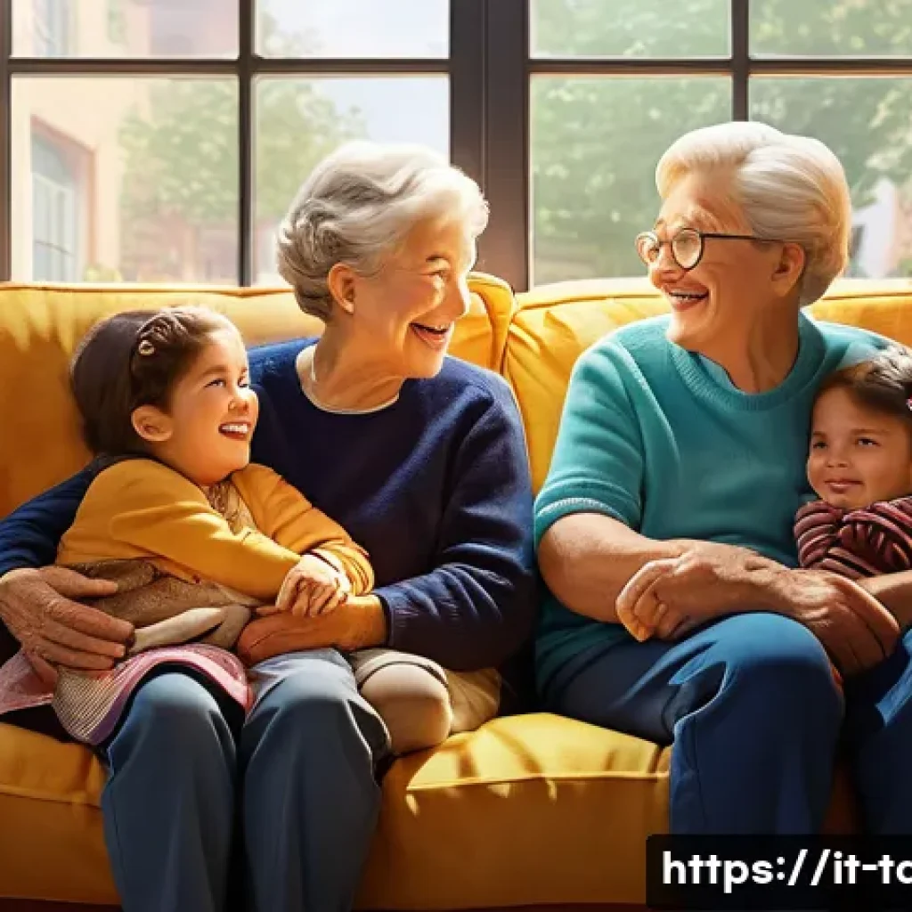 타요 방송 시간 - **Prompt:** A cozy family living room scene. A grandparent (nonno/nonna) and two happy children (app...