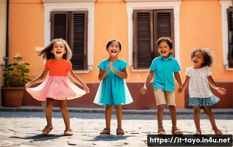 타요 테마곡 제작 과정 - **Prompt:** A diverse group of joyful children, aged between 5 and 10, are energetically singing and...