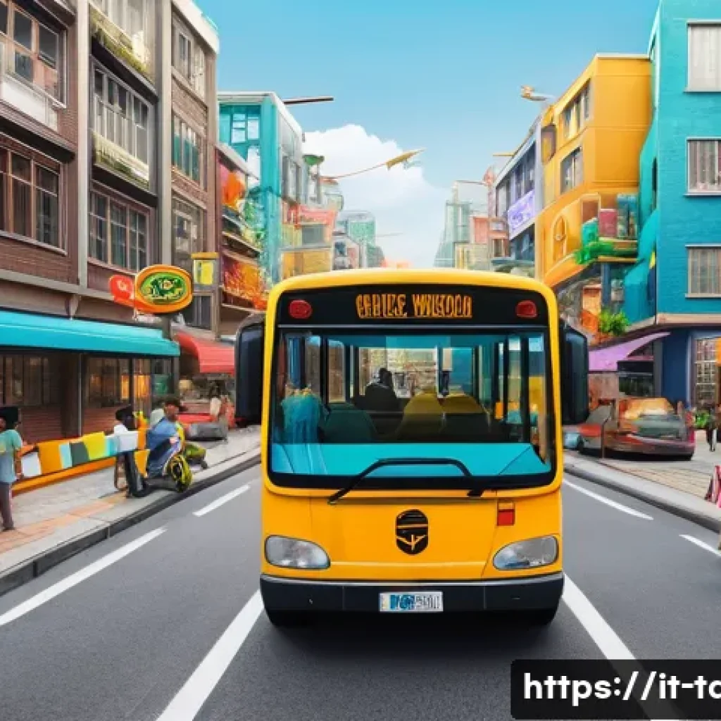 타요와 도덕적 가르침 - **Prompt:** "A vibrant, panoramic view of a bustling city street from an elevated perspective, featu...