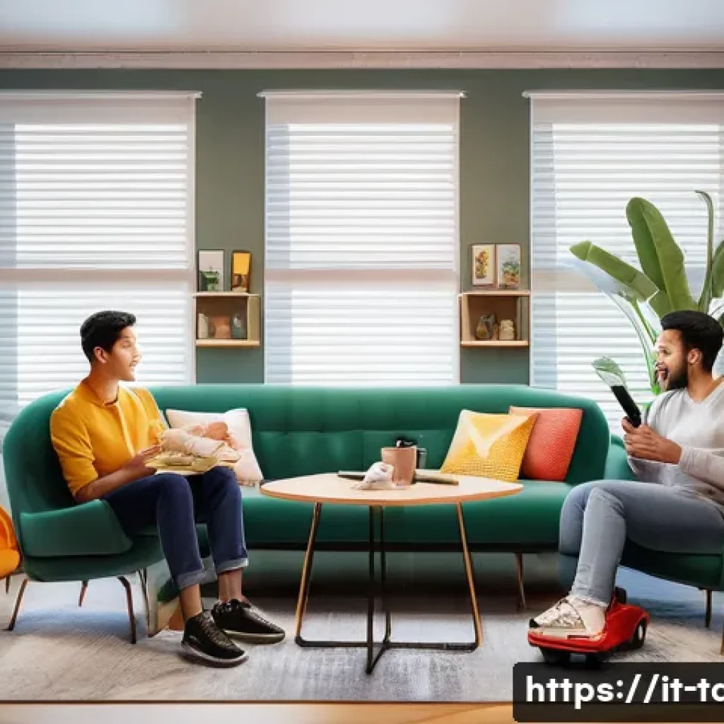 타요 팬클럽 운영 - A lively virtual fan club event scene set in a cozy Italian living room with a diverse group of adul...