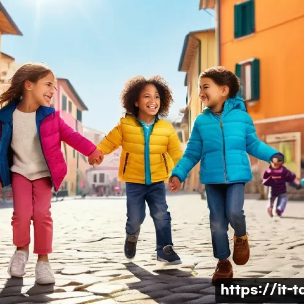 타요 관련 시청률 통계 - A vibrant urban Italian playground scene in the afternoon, featuring diverse preschool children aged...