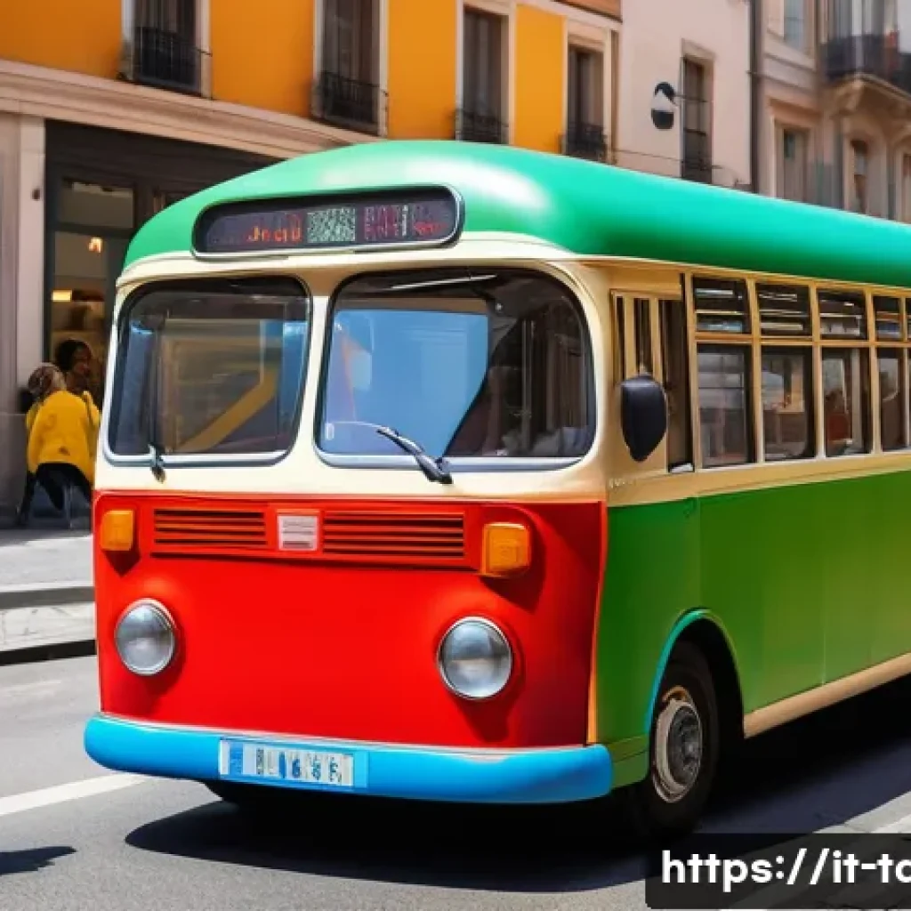 타요의 애니메이션 기법 - A vibrant and heartwarming scene featuring a group of colorful, rounded buses with simple but expres...
