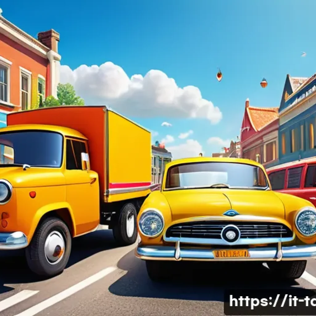타요 비슷한 애니메이션 - A vibrant and colorful scene of animated anthropomorphic vehicles resembling friendly race cars and ...