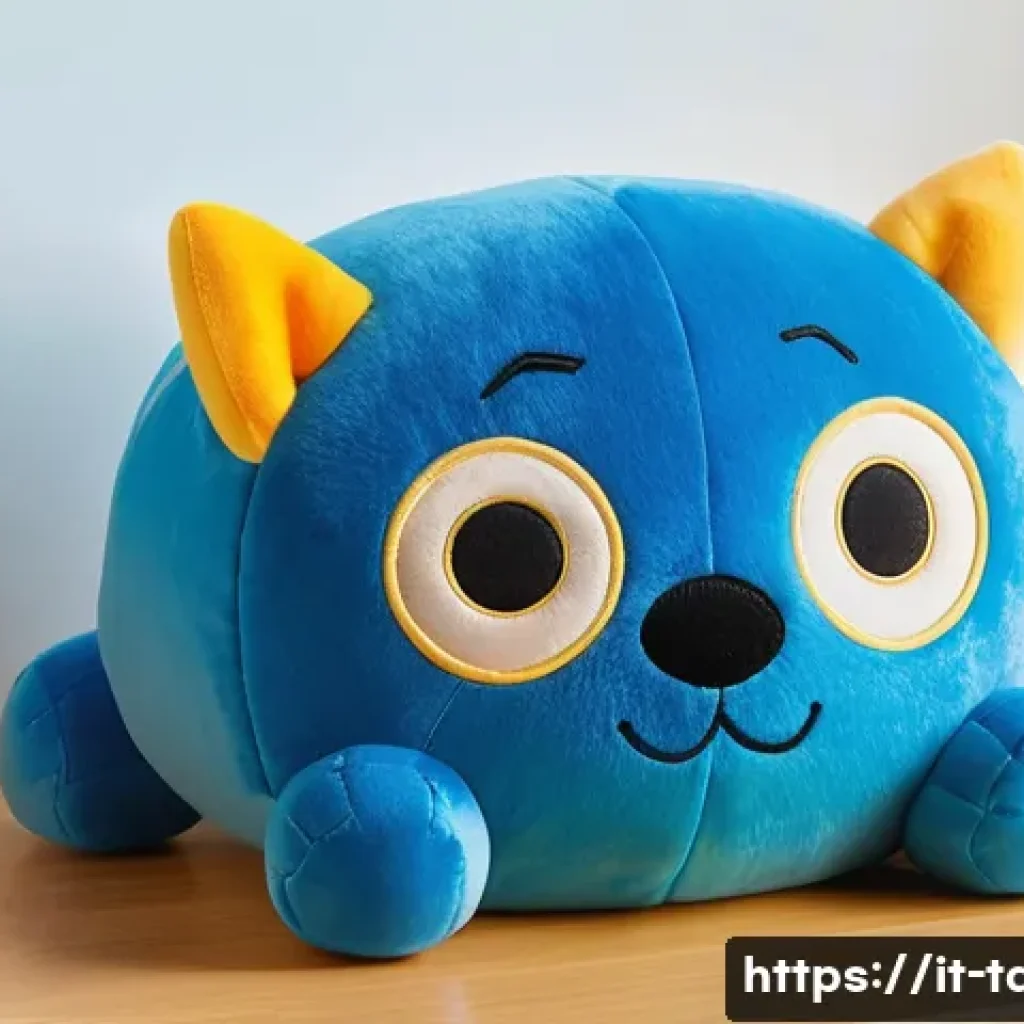 타요 관련 기념품 제작 - A high-quality plush toy of Tayo, featuring soft polyester fabric in vibrant primary colors reflecti...