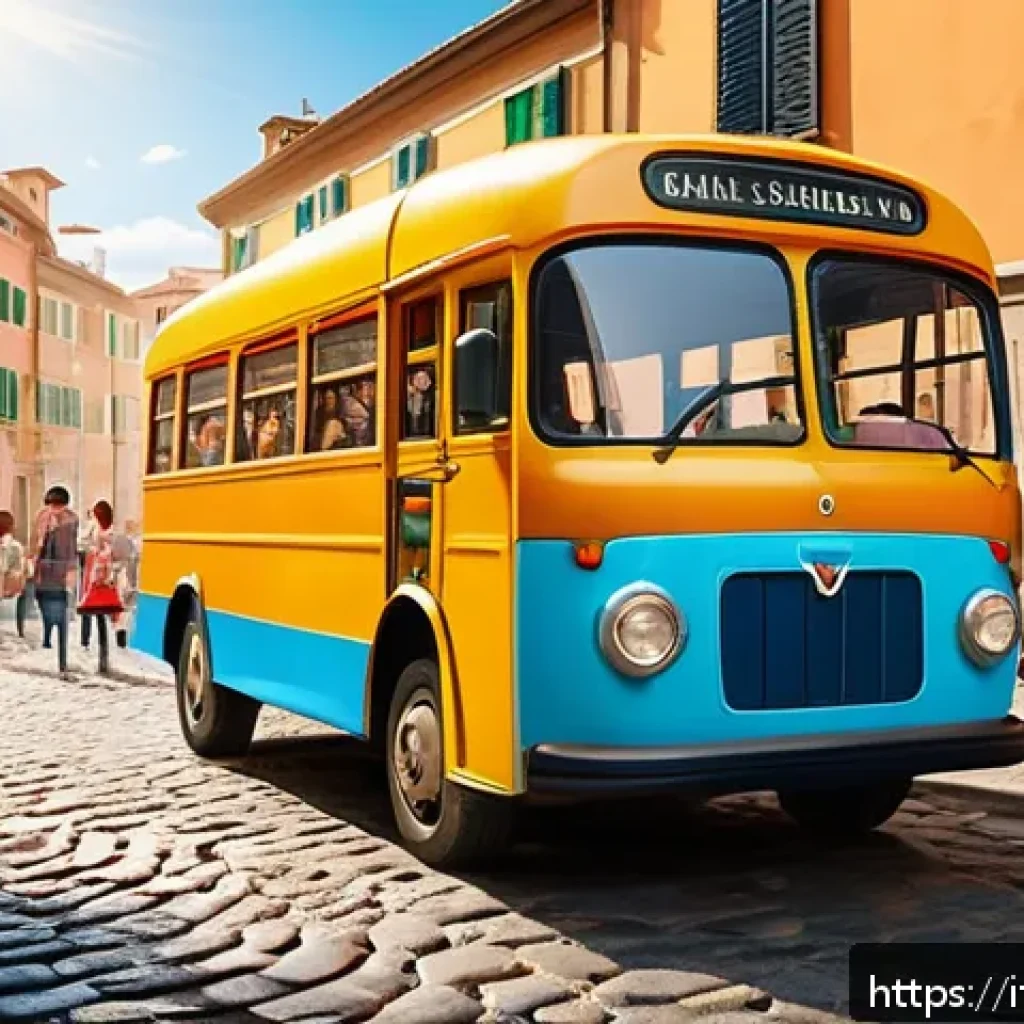 타요 주요 캐릭터 - A vibrant and colorful scene depicting a group of animated, anthropomorphic buses with distinct pers...