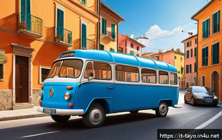 타요 에피소드 분석 - A vivid and colorful scene featuring Tayo, the small blue bus with a friendly and slightly clumsy ex...