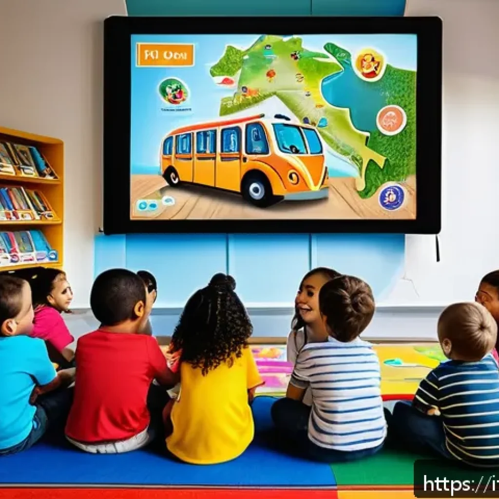 타요 관련 콘텐츠 개발 및 제작 사례 - A colorful and engaging classroom scene in an Italian elementary school, featuring diverse young chi...