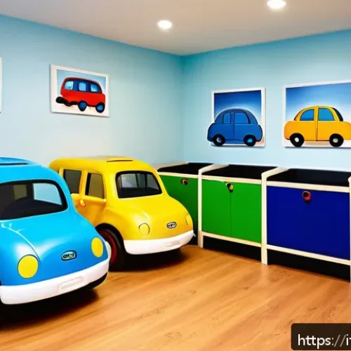 타요 유튜브 조회수 분석 - A vibrant and colorful children&rsquo;s playroom inspired by Tayo the Little Bus, featuring bright primary...