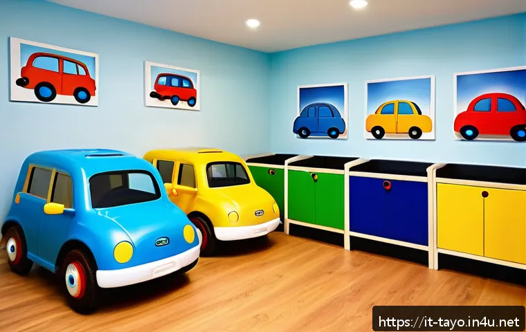 타요 유튜브 조회수 분석 - A vibrant and colorful children’s playroom inspired by Tayo the Little Bus, featuring bright primary...